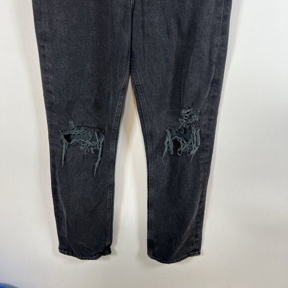 AGOLDE 90s Mid Rise Loose Sz 24 Smokestack Black Women’s Jeans Grunge Distressed - Picture 3 of 10